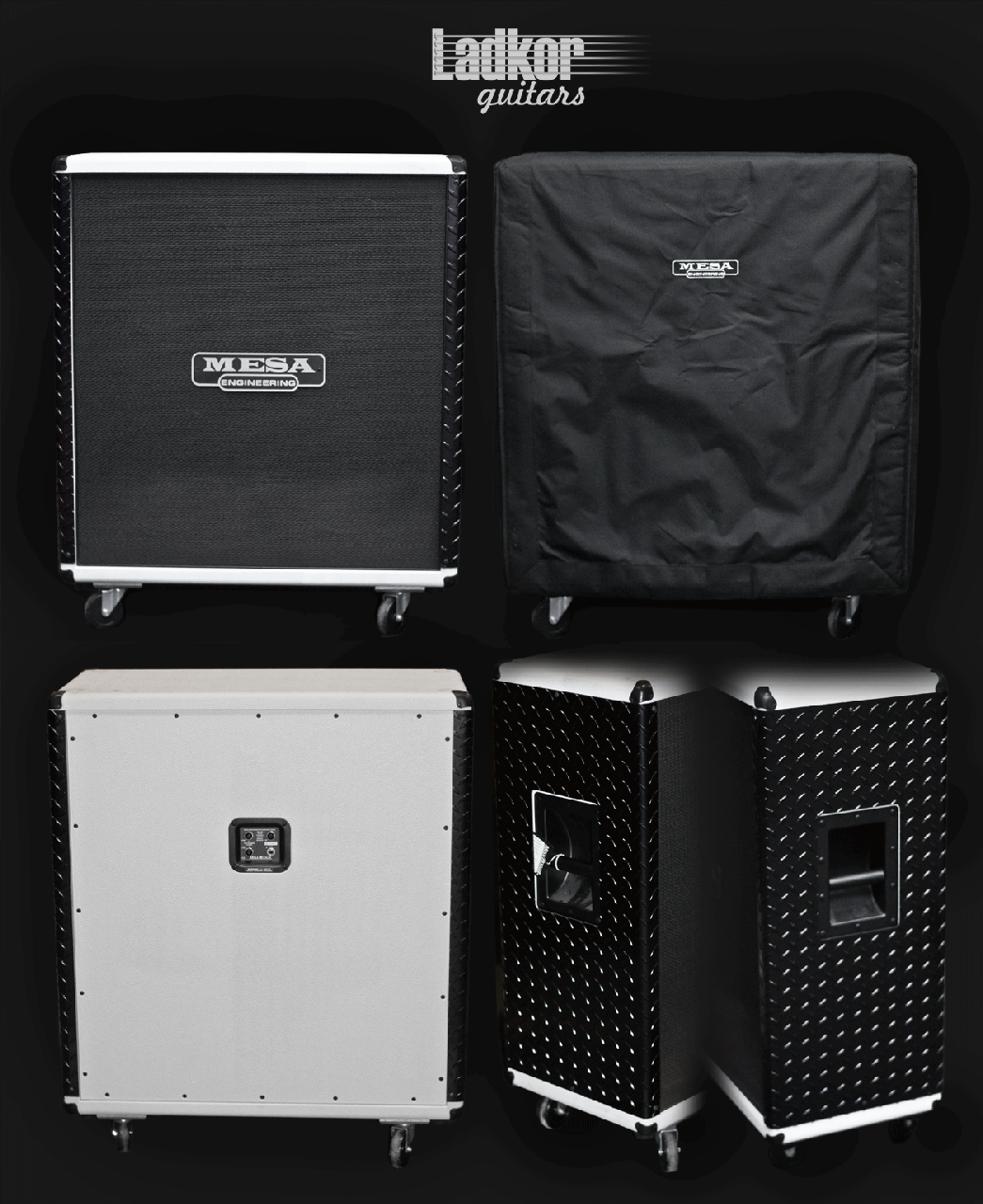 Mesa Boogie 4x12 Straight Cabinet White Bronco Diamond Black Plate Sides Custom Order NEW