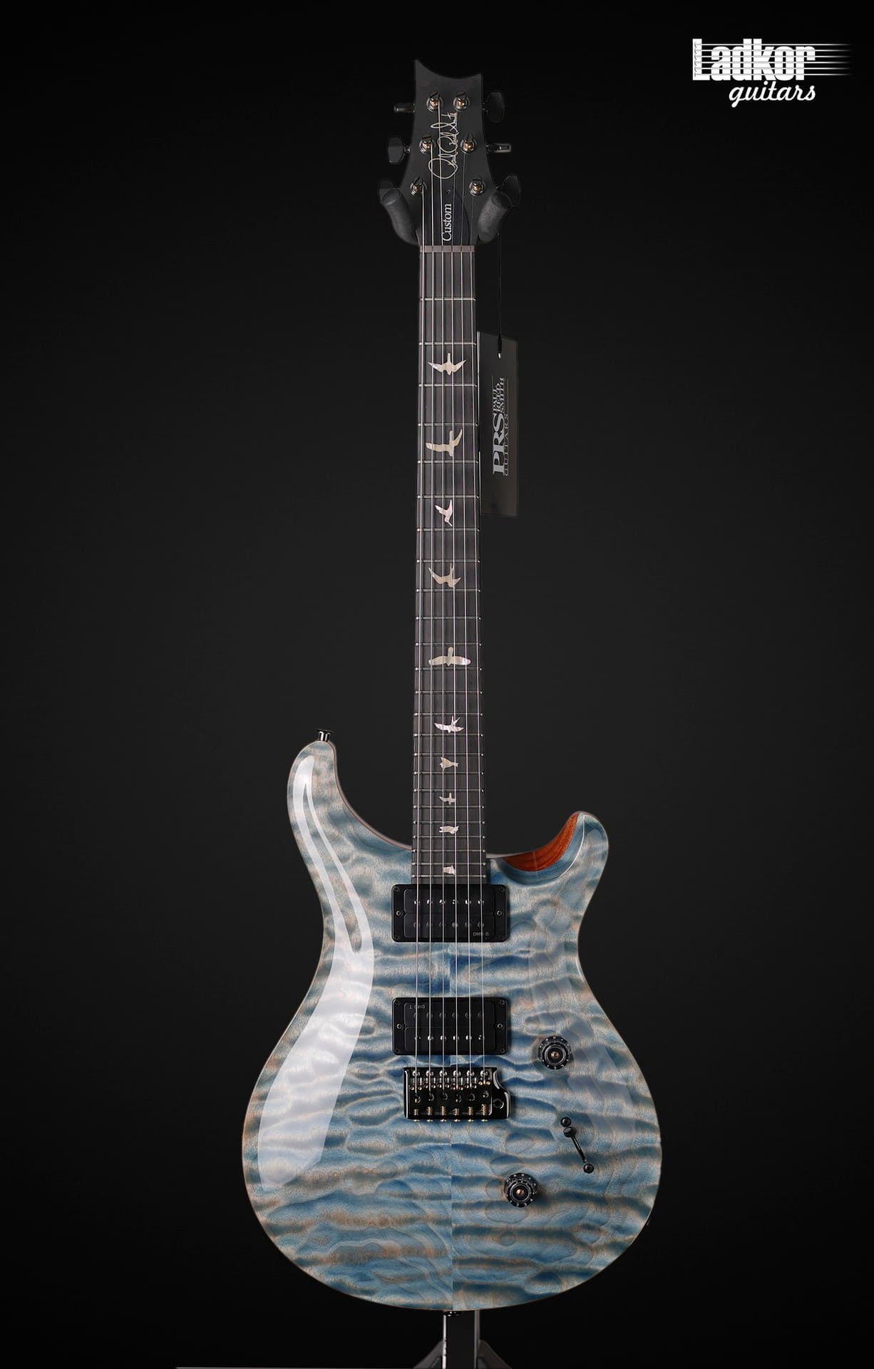 PRS Custom 24 Faded Indigo Quilt Artist Top Awabi Birds