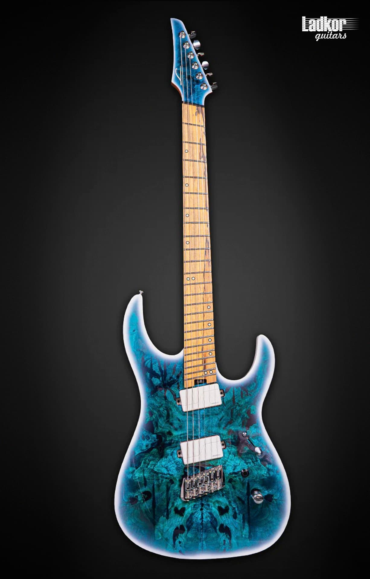 Legator N6FOD Arctic Blue Ninja Fanned Fret MultiScale 6 String Overdrive Series Palemoon Ebony