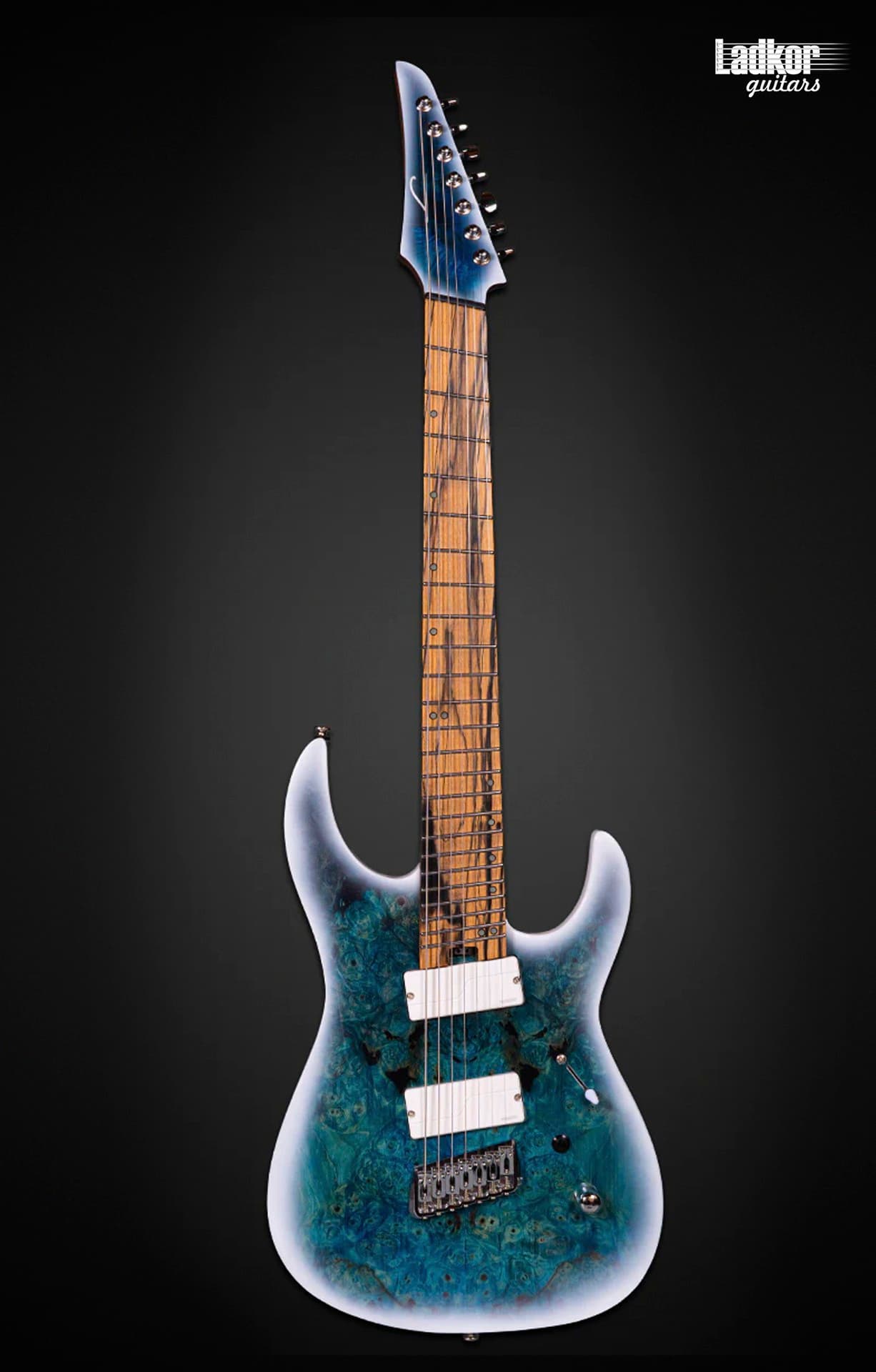 Legator N7FOD Arctic Blue Ninja Fanned Fret MultiScale 7 String Overdrive Series Palemoon Ebony