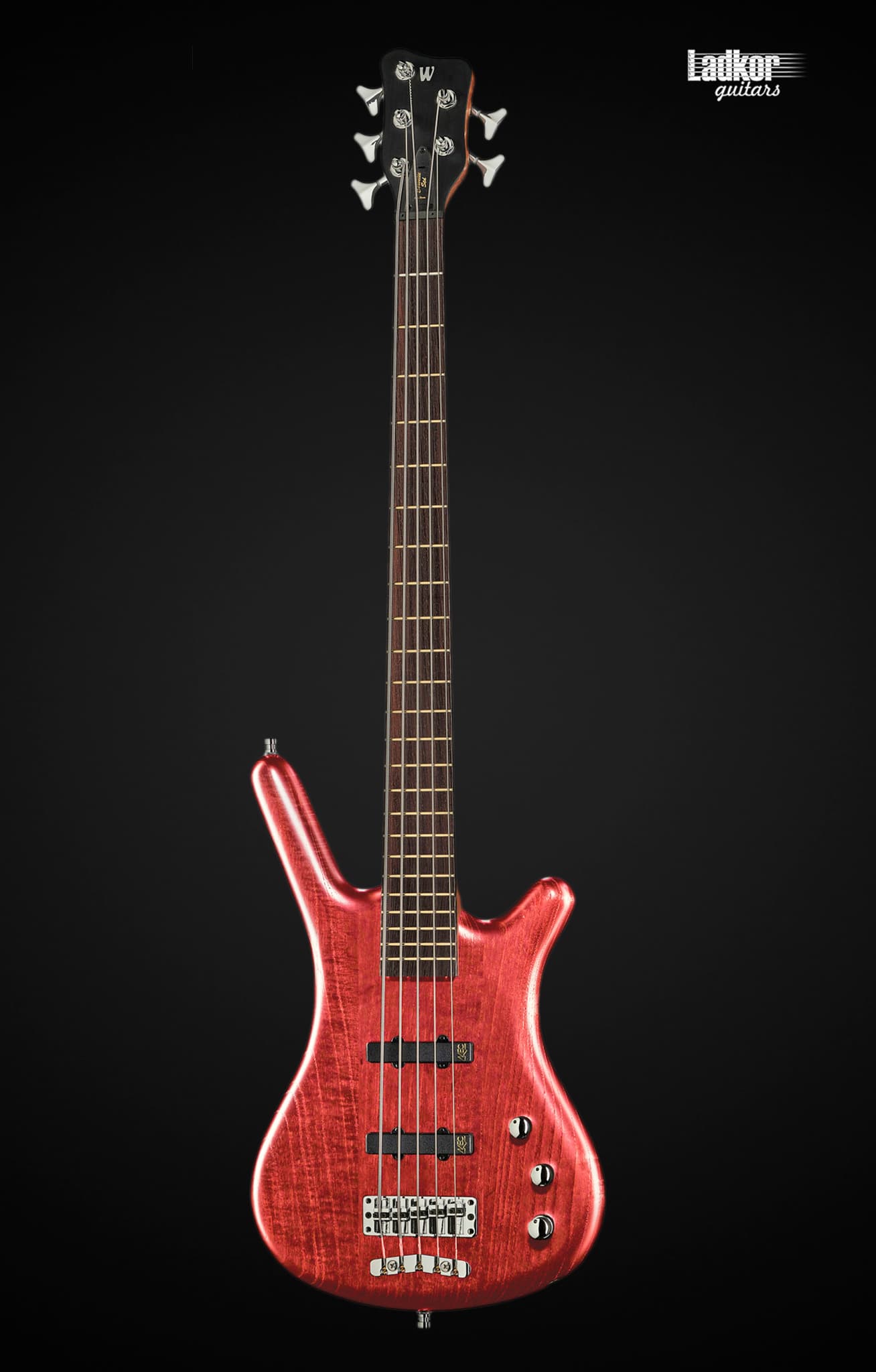 Warwick Teambuilt Pro Series Corvette Ash A/A Burgundy Red Transparent Satin 5 String Bass